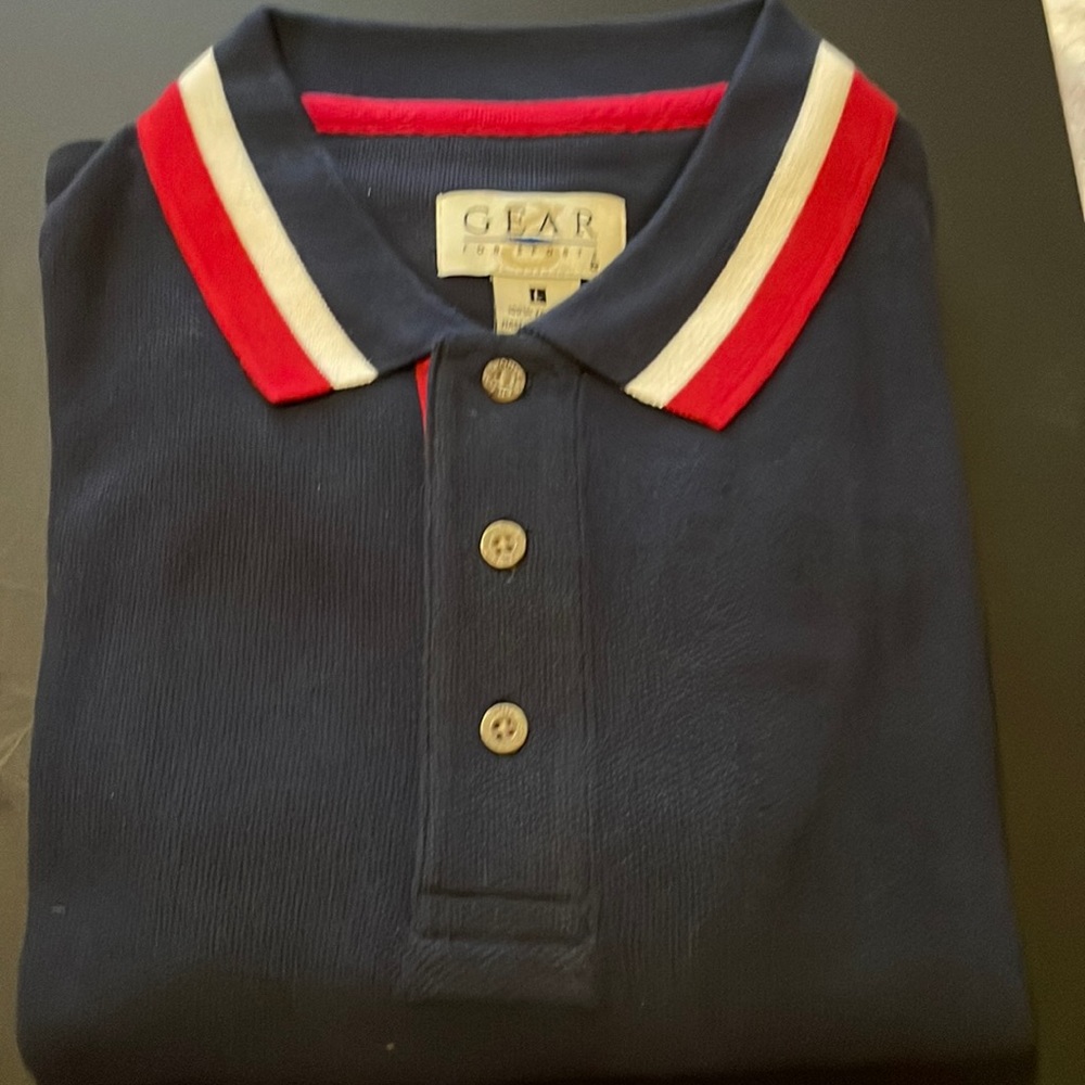 ⭐️Gear for sports men’s polo shirt red white and blue size large